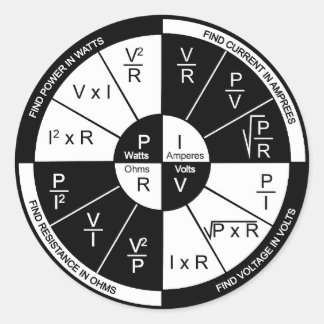 Redondo O adesivo da Lei de Ohm- preto e branco