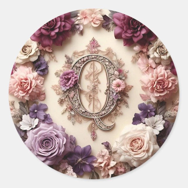 Redondo O adesivo de envelopes Q - Letra (Frente)