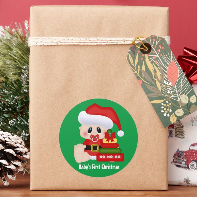 Redondo O adesivo do primeiro Natal do bebê (Feriado)