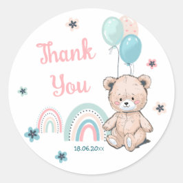 Redondo O primeiro adesivo de aniversário com ursinho de p