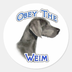 Redondo Obedeça ao adesivo do Weimaraner