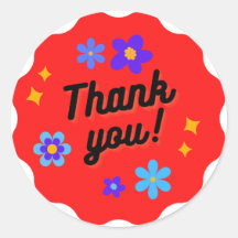 Obrigado, clássico adesivo redondo.