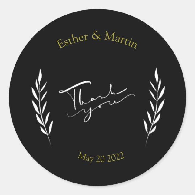 Redondo Obrigado, clássico adesivo redondo. (Frente)