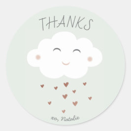 Redondo Obrigado de chá de fraldas em nuvem, seu adesivo