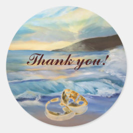 Redondo obrigado do pôr do sol seu adesivo