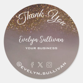 Redondo Obrigado elegante com brilho líquido, seu adesivo
