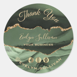 Redondo obrigado elegante de gate verde, seu adesivo