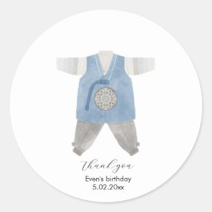 Redondo Obrigado Hanbok Coreano, seu adesivo