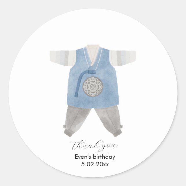 Redondo Obrigado Hanbok Coreano, seu adesivo (Frente)