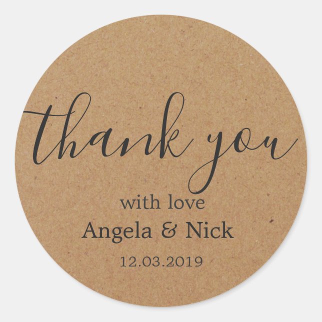 Redondo Obrigado, Kraft, com adesivo (Frente)