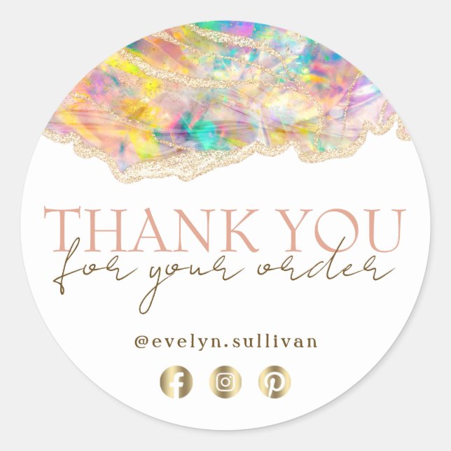 Redondo Obrigado Opal design com o seu adesivo (Frente)