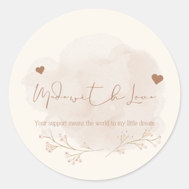 Redondo Obrigado por apoiar o meu adesivo para pequenas em (Frente)