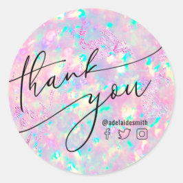 Redondo obrigado seu brilhante adesivo opal clássico redon