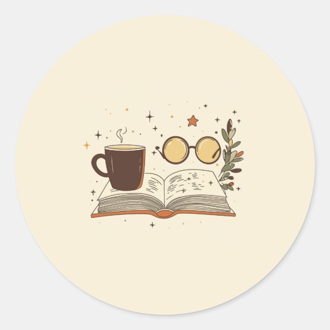 Redondo Óculos de Leitura de Café Adesivo (Frente)