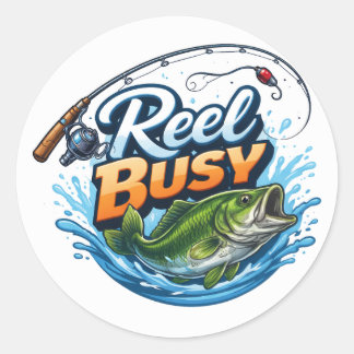 Redondo OCUPADO COM O CARRETEL - Adesivo de Pesca