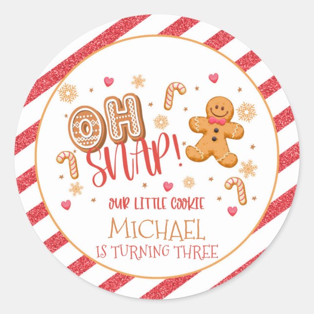 Redondo Oh Encaixe nosso pequeno adesivo de cozinheiros -  (Frente)