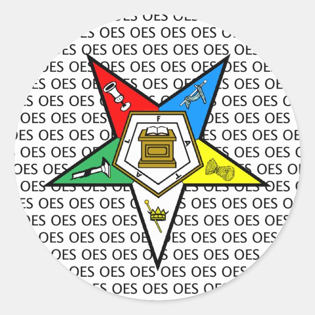 Redondo Ordem OES do adesivo da estrela oriental (Frente)