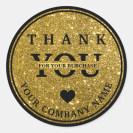 Redondo Ouro brilhante elegante Obrigado adesivo