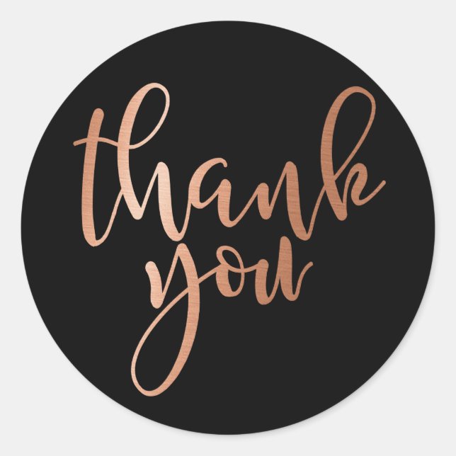 Redondo Ouro Rosa em Folha, obrigado, Adesivo (Frente)