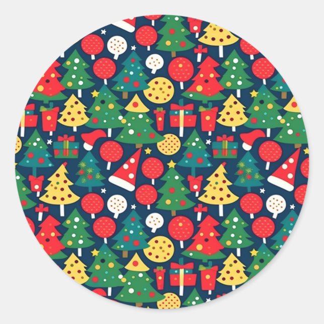 Redondo Padrão de Natal 1 - Adesivo (Frente)
