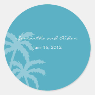 Redondo Palm Trees Favor Adesivo ou Envelope Selo
