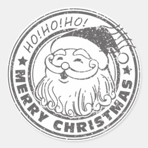 Redondo Papai Noel engraçado adesivo vintage de Natal