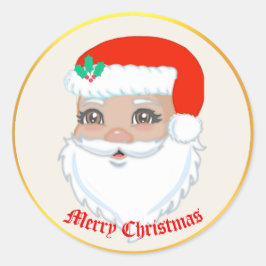 Redondo Papai Noel Fofo Adesivo de Natal