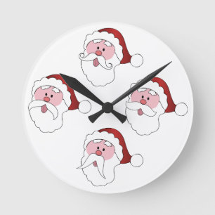 Redondo Papai noel Mustaches relógio de cor personalizado