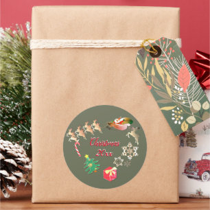 Redondo Papais noeis Reindeer Cinza de Natal Adesivo redon