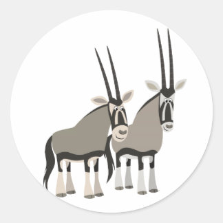 Redondo Par bonito do adesivo Oryxes de desenho animado