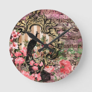 Redondo Pavocks Rosa Pavão - Relógio de Paredes Francesa