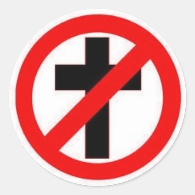 Redondo Pequeno adesivo Anti-Religião (Frente)