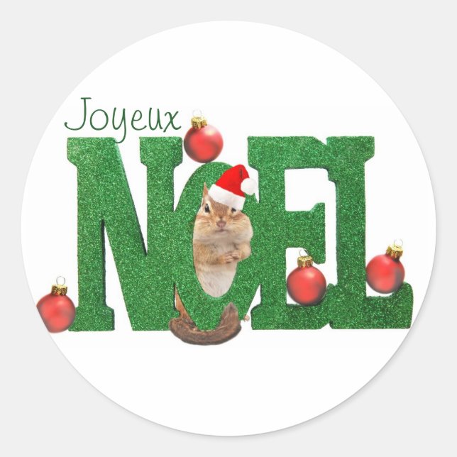 Redondo Pequeno adesivo do Noel do Chipk Joyeux (Frente)