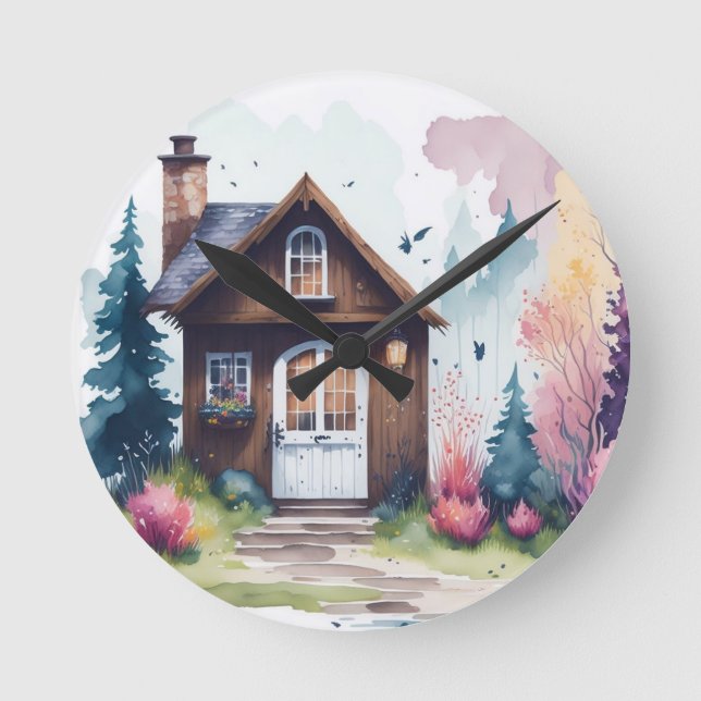 Redondo Pequeno Algodão no Relógio da Parede dos Prados (Frente)