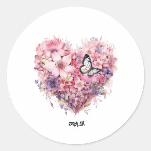 Redondo personalize um lindo e bonito adesivo floral
