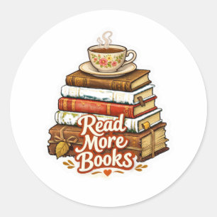 Redondo Pilha "Leia Mais Livros" Aconchegante com Adesivo 