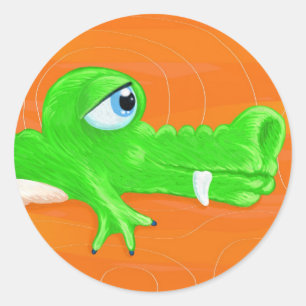Redondo Pintura de crocodilo engraçado, adesivo
