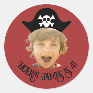 Redondo Piratas Vermelhos Foto Adesivo – Nome Próprio -