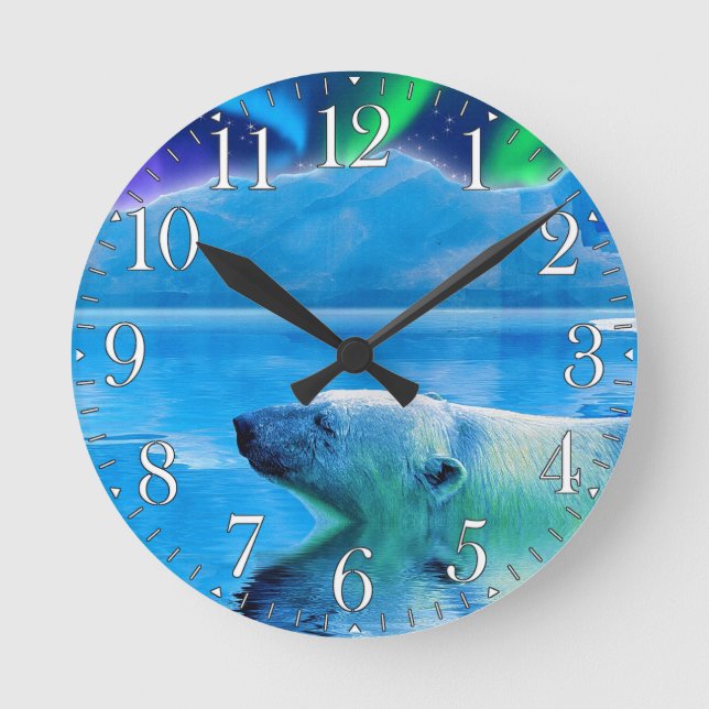 Redondo Piscando Urso Polar e Relógio de Arte Aurora (Frente)