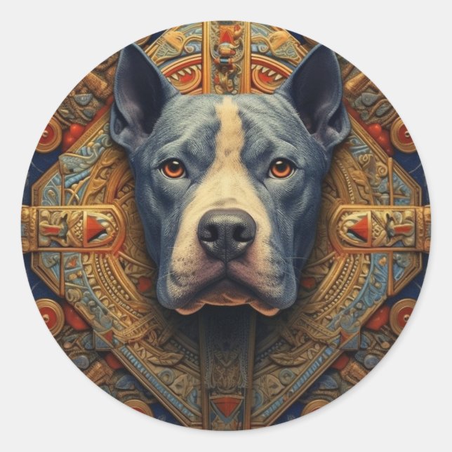 Redondo Pitbull " Pittie " Adesivo medieval (Frente)
