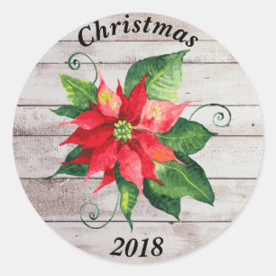 Redondo Poinsettia Paz & Amor - Adesivo Circular