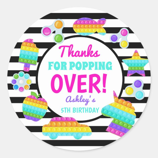 Redondo Pop de Aniversário, pop sobre adesivo (Frente)