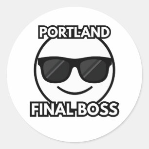 Redondo Portland Chefe Final Rosto Legal Emoji Adesivo
