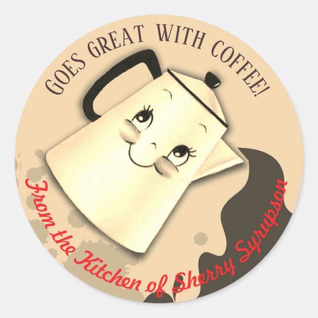 Redondo Pote de café retrô bonito da cozinha do adesivo (Frente)