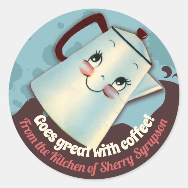 Redondo Pote de café retrô bonito da cozinha do adesivo (Frente)