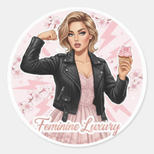 Redondo Power & Pink: Adesivo Feminino de Luxo Coquette