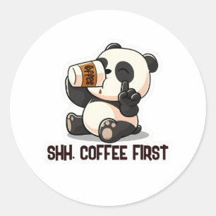 Redondo Primeiro Adesivo do Panda Coffee