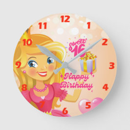 Redondo Princesa 16.º Relógio Ronda de Aniversário
