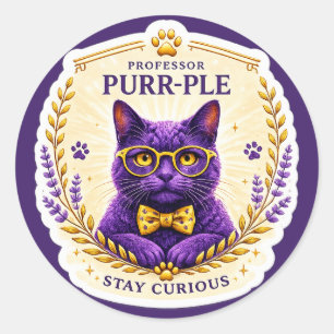 Redondo Professor Purr-Ple™ – Adesivo Fique Curioso