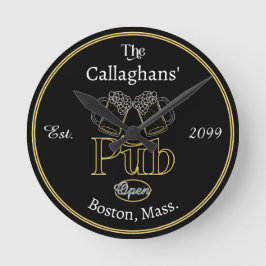 Redondo Pub de Texto de Script Difundido w Relógio de Pare